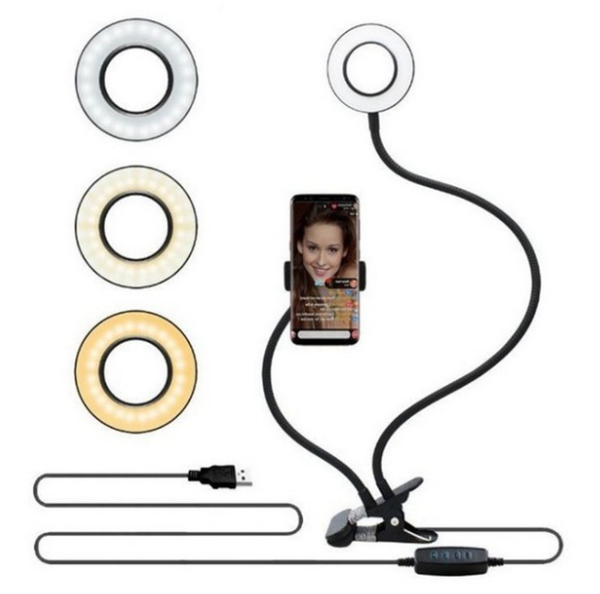 Black Adjustable LED Selfie Ring Light Stand